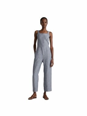 Quince 100% Linen Women’s L Blue And White Striped Jumpsuit